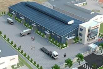 design 3d warehouse, industrial building, factory and manufacturing facility