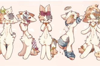 draw cute furry art furry icon pfp or chibi fursona anthro character furry oc
