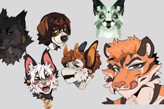 draw furry profile picture furry icon fursona headshot furry pfp anthro headshot
