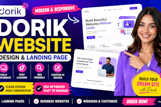design a modern dorik website, landing page, SEO and custom UI