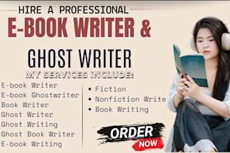 be ebook writer, KDP book writer, book editor, and fiction ghost writer