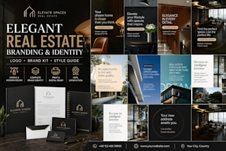 design elegant real estate branding logo and complete brand identity kit