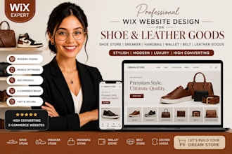 design wix shoe store, sneaker, handbag, wallet, belt, leather for goods website