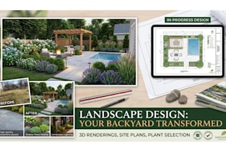 do 3d landscape design, backyard landscape design and 3d rendering