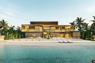 3d beach house, beach resort, coastal house design