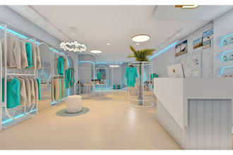 design modern retail store, boutique, shop interior with realistic 3d render