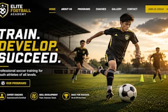 design wix football academy website soccer training youth sports school website
