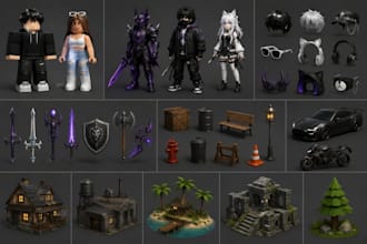create roblox 3d models, game assets, avatar, props, character design, ugc model