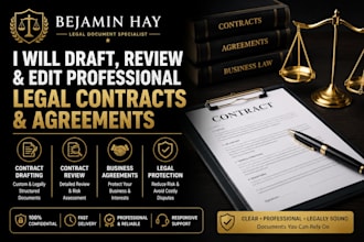 draft draft, review, and edit professional legal contracts and agreements