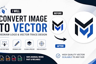 convert image to vector, redraw logo and vector trace design