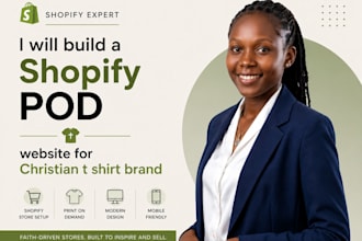 build a shopify pod website for christian t shirt brand
