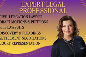 be your civil litigation lawyer and draft your motions, petitions, and lawsuits