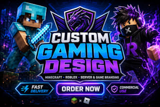 design custom minecraft server logo and roblox game branding