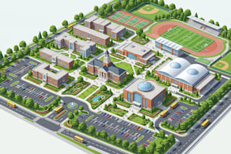 create a school map, college campus map and visitor guide map, wayfinding map