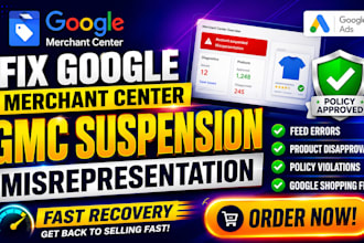 fix google merchant center suspension, gmc misrepresentation, fix feed errors