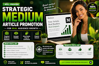 provide strategic medium article and substack promotion for real audience growth