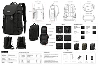 create cad sewing patterns for mass production of bags, backpacks and handbags
