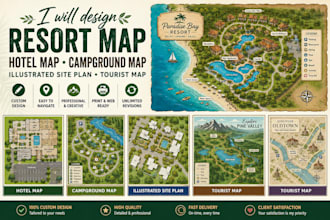 design resort map hotel map campground map illustrated site plan tourist map