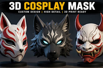 create 3d cosplay mask, printable horror mask 3d helmet 3d model stl 3mf files