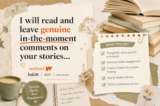 read and comment on your wattpad, inkitt, ao3 story and other platforms