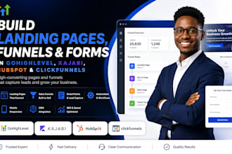 build landing page, funnel, form in gohighlevel, kajabi, hubspot or clickfunnels