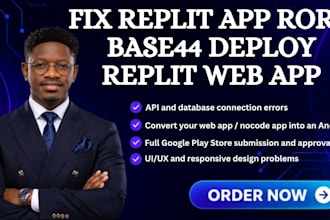 fix replit app deploy replit web app publish to google play apple store base44