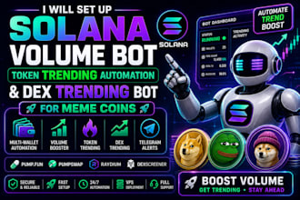 setup solana volume bot, token trending, dex trending bot on memes coin