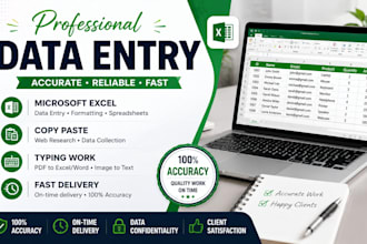 do accurate data entry, excel, copy paste and typing work