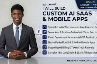 build custom ai saas web app or ai mobile app in weweb flutterflow xano
