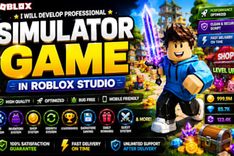 develop roblox simulator game, tycoon game, custom roblox game, roblox studio,