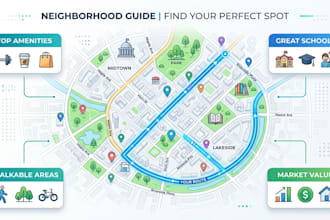 design custom street map, route map, neighborhood map and city map illustration