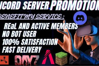 do fivem server promotion, discord growth, rust, dayz, minecraft promotion