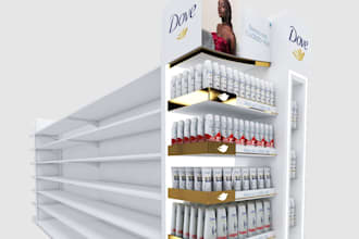 design 3d retail display stand, posm, pop display and gondola for you brand