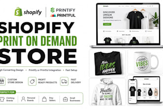 setup shopify pod store shopify print on demnad store with printify, printful