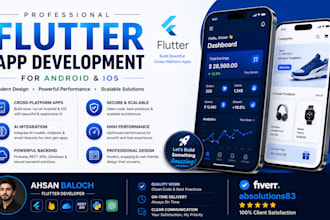 develop a custom flutter app with clean UI and backend