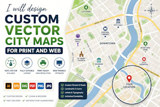 design custom vector city maps for print and web