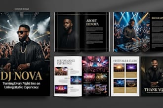 design professional dj epk, press kit, media kit and one sheet