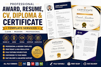 design professional award, resume, CV, diploma and certificate template