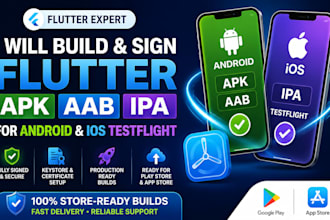build and sign flutter apk aab for android and ipa for ios testflight