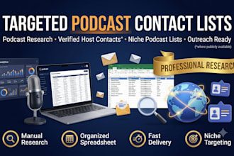 research podcasts and build a targeted podcast guest contact list