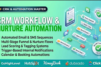 setup automated workflows in gohighlevel, hubspot, honeybook, or dubsado