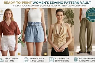 provide ready to print womens sewing patterns PDF with 7 sizes