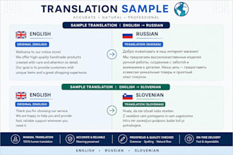 translate english, russian, and slovenian manually
