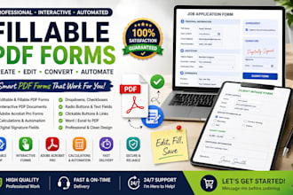 create editable fillable PDF forms, interactive PDF and adobe acrobat forms