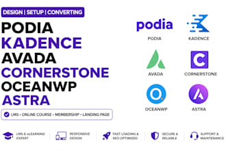 design set up converting podia kadence avada cornerstone oceanwp astra