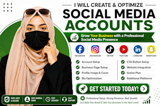 create and setup social media accounts and pages