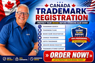 help you with canada trademark registration USA amazon brand registry and search