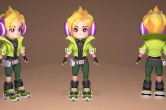 create a cute stylized 3d chibi character for games