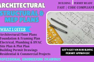 professional architectural structural and mep engineering drawing for permit