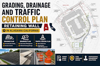 grading, drainage and traffic control plan retaining wall in alabama california